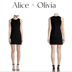 Alice + Olivia Colin Neon Trim Sleeveless Mini Dress Size 8 Black Sheath T561